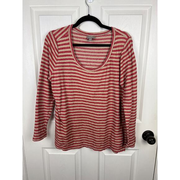 J. Jill Small Pink Stripe Pullover Long Sleeve Scoop Neck Knit Cotton Sweater - Picture 5 of 6